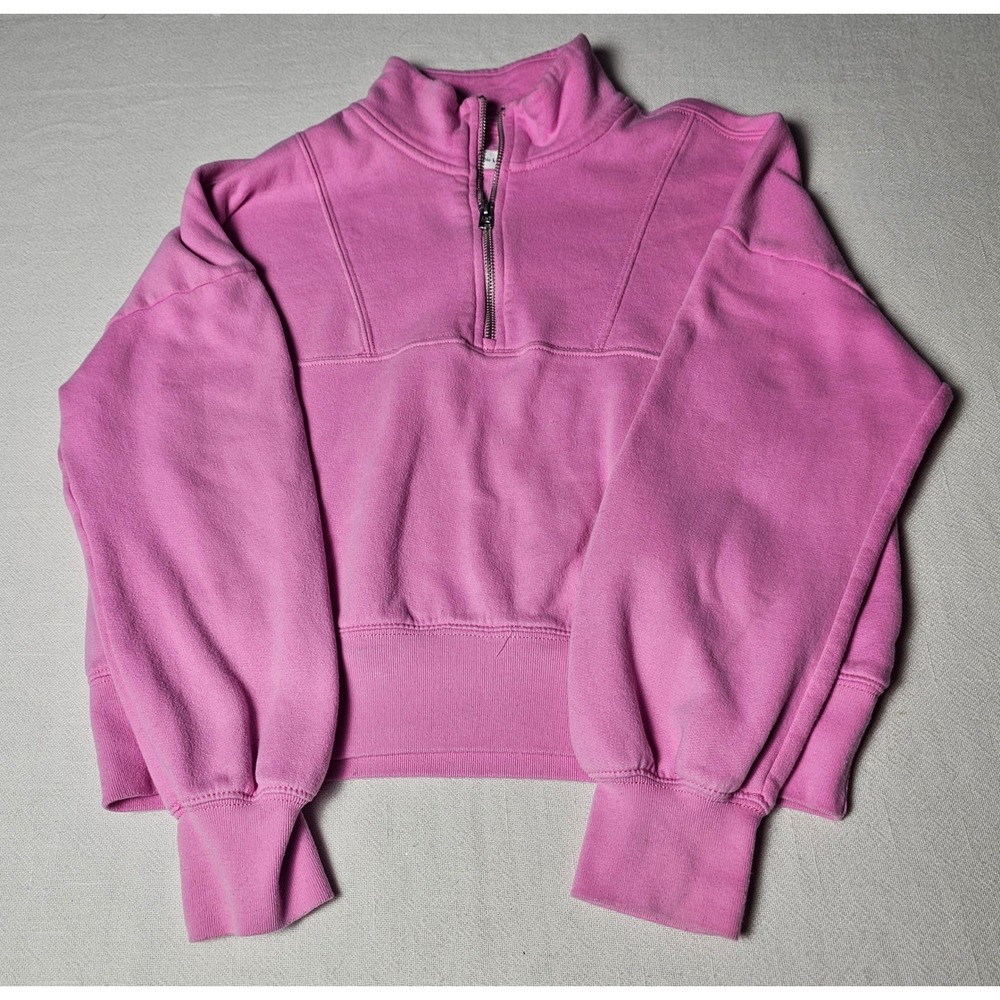 Abercrombie Kids Pink Quarter Zip Cropped Sweatshirt Fleece Pullover Size 13/14